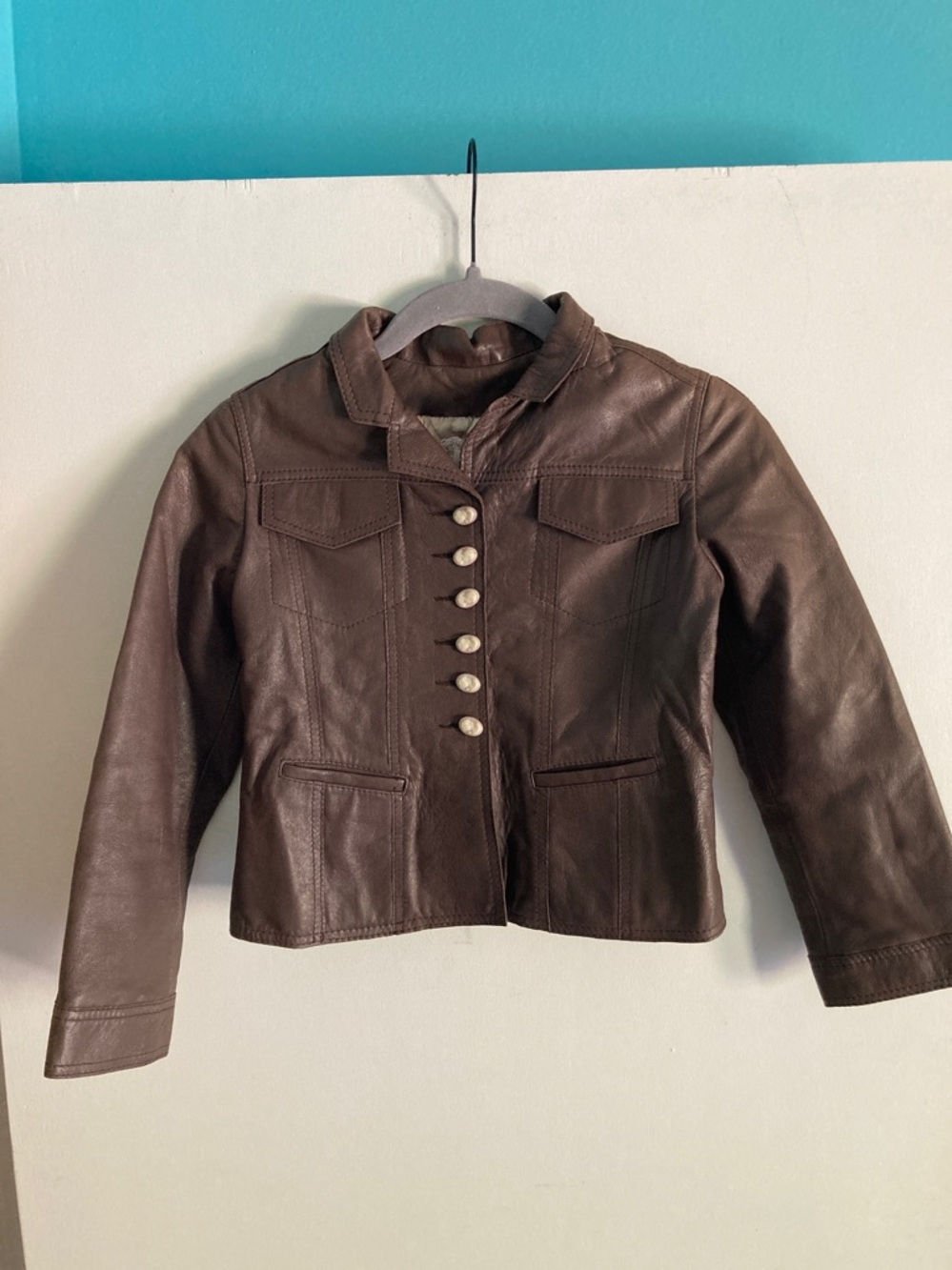 I Pinco Pallino Cavalleri Girls 8 Genuine Lamb Leather Brown Luxury Jacket